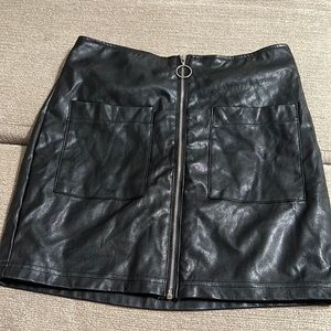 Leather Look Zippered Skirt
